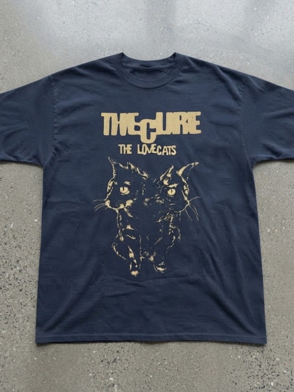 The Cure Lovecats Graphic Tee Navy Blue Gildan T-shirt